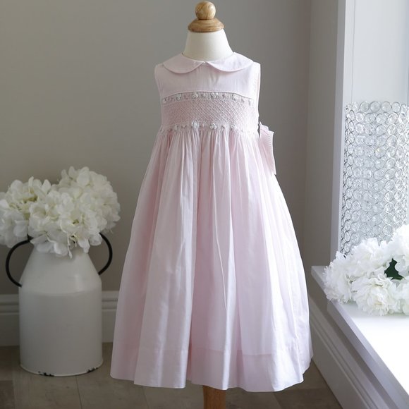 Strasburg Dress Hand Smocked Embroidered Sleeveless Pink Sundress